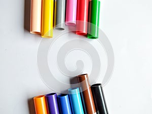 Colorful marker pens set on the white background.