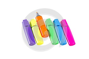 Colorful markers on white