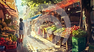 Colorful Market Commotion./n