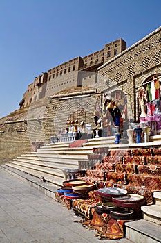 Colorful market in front of the Erbil citadel in Iraq