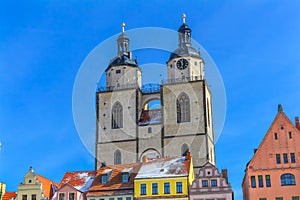 Colorful Market Square Saint Mary& x27;s City Church Stadtkirche Luth