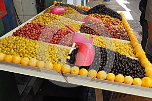 Colorful market stall of fruit, vegetables and produce