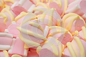 Colorful marshmallow candies for background use close up