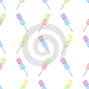 Colorful marshmallow seamless pattern on white background