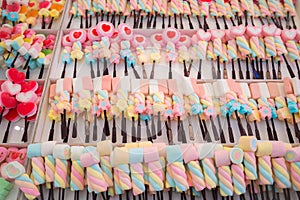 Colorful Marshmallows Stick in the white box