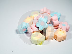Colorful marshmello on white
