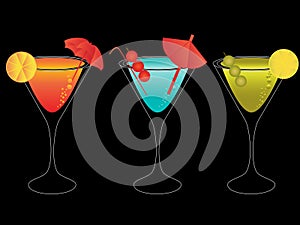 Colorful martinis with umbrellas