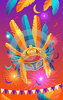 colorful masks brazilian festival holiday celebration greeting invitation postcard culture and tradition carnival party