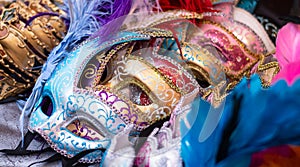 Colorful masks for the Rio de Janeiro carnival in Brazil