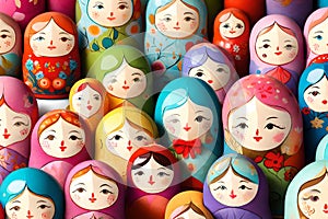 Colorful Matryoshka Dolls Family Background