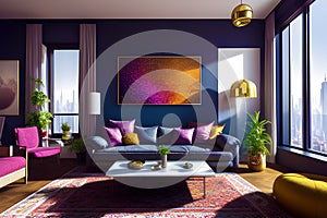 A colorful and matured living room