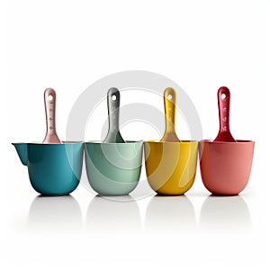 Colorful Measuring Cups On White Background