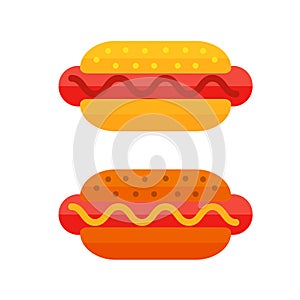 Colorful meat sandwich cartoon fast food icon isolated restaurant tasty american hot dog and unhealthy burger meal