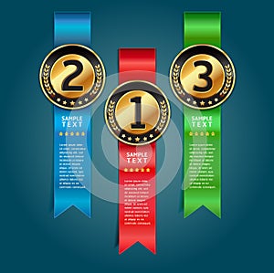 Colorful Medals with Ribbon Style Number.