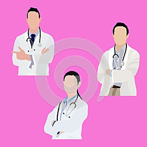 Colorful medical uniform vector illustration of realistic friendly doctor.