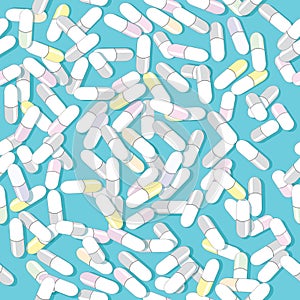 Colorful medication pills seamless vector