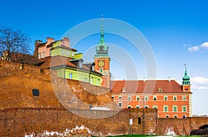 Colorful medieval buildings at the iconic old town of Warsaw.