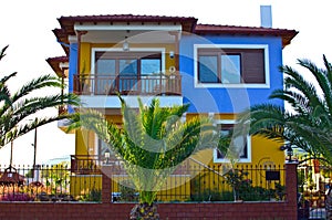 Colorful mediterranean house and balcony