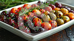 Colorful Mediterranean salad in a hand-painted bowl.