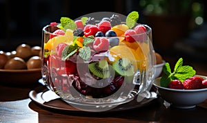 A Colorful Medley of Fresh Fruit in a Delightful Bowl on a Table