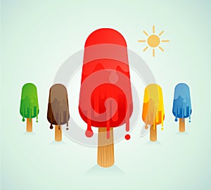 Colorful melt Ice Cream. Vector Illustration