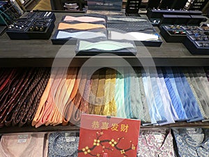 Colorful Men Ties Displayed for Sale. Collection of Colourful Shades of Ties at a Store