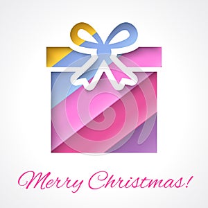 Colorful Merry Christmas greeting card with gift