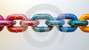 Colorful metal chain links symbolizing unity and diversity.