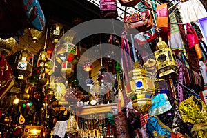 Colorful Metal Lamps, Arabic Handicraft, Tunis Medina