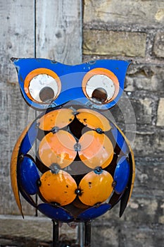 Colorful Metal Owl Lawn Ornament