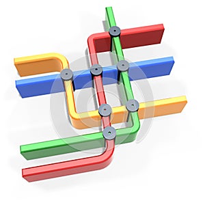 Colorful metro map symbol