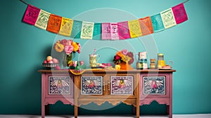 Colorful Mexican Decor Table: Vintage-inspired Still Life With Organized Chaos