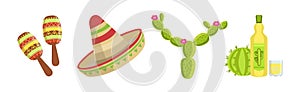 Colorful Mexican Object and Authentic Attribute Vector Set