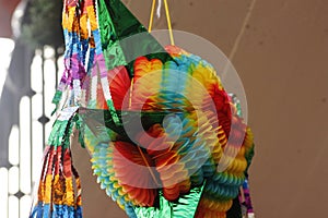 Colorful mexican piÃ±ata as an interior ornament