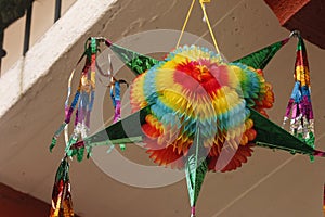 Colorful mexican piÃ±ata as an interior ornament