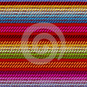 Colorful mexican serape blanket rug woven striped fabric seamless pattern, vector