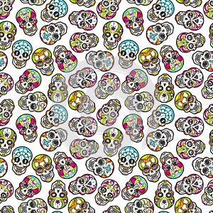 Colorful mexican sugar skull seamless pattern