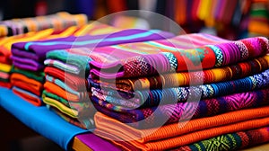 Colorful mexican textiles. discover the rich patterns of sarapes and huipils for sale photo