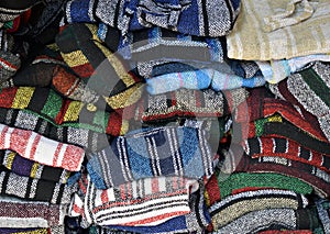 Colorful Mexican Zarapes (Ponchos) in Stacks