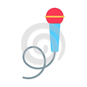 Colorful microphone flat icon isolated on white