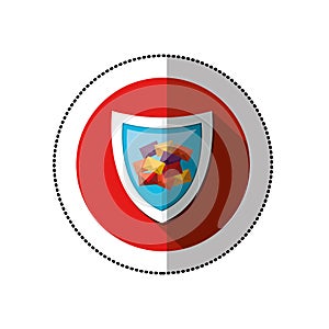 Colorful middle shadow sticker with circle with shield and mails