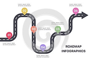 Colorful Milestone Roadmap Infographic with Arrow and Six Steps