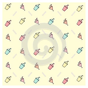 Colorful Milkshake Cup Outline Line Seamless Pattern for Background Wallpaper