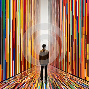 Colorful Mindscape: A Monumental Passage In A Striped Room