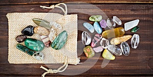 Colorful mineral crystal stones, gemstones jewelry banner