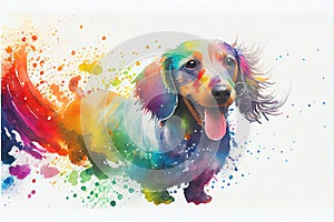 Colorful miniature Dachshund dog painting