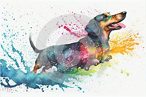 Colorful miniature Dachshund dog painting