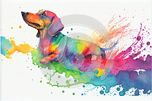 Colorful miniature Dachshund dog painting