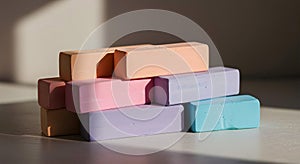 Colorful Minimalist Blocks in Gradient Pastel Shades on Warm Background