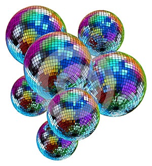 Colorful mirror disco balls